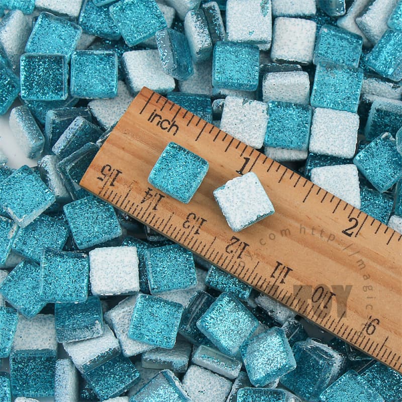 Light Blue Square Glitter Glass Mosaic 10-SPA706