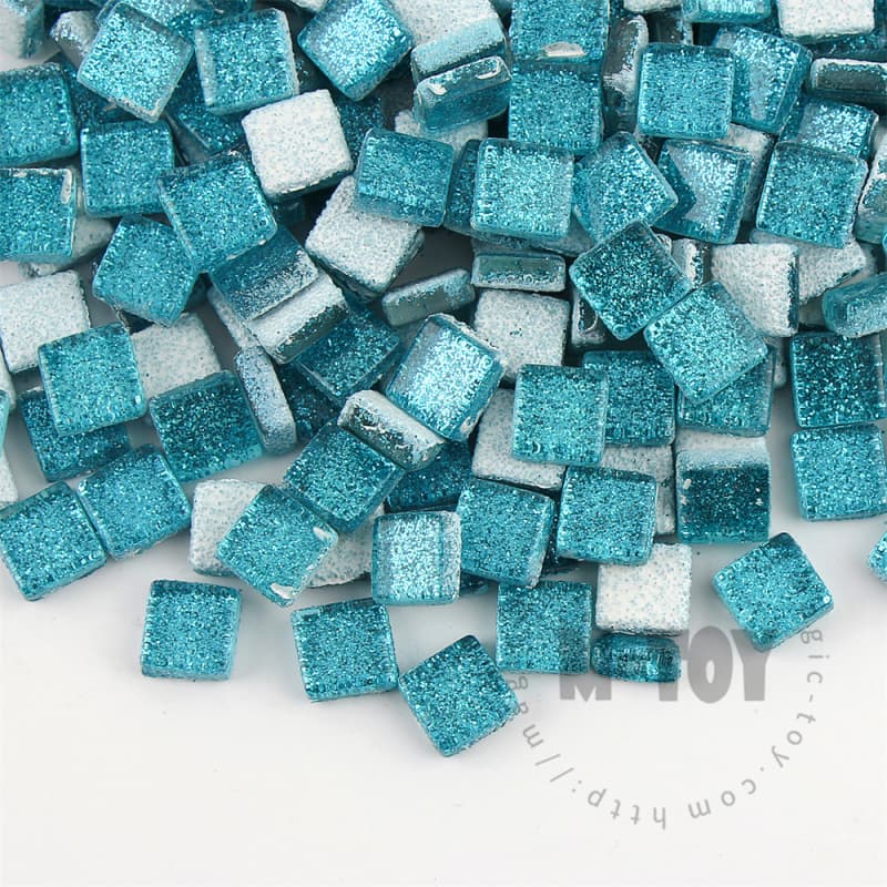 Light Blue Square Glitter Glass Mosaic 10-SPA706