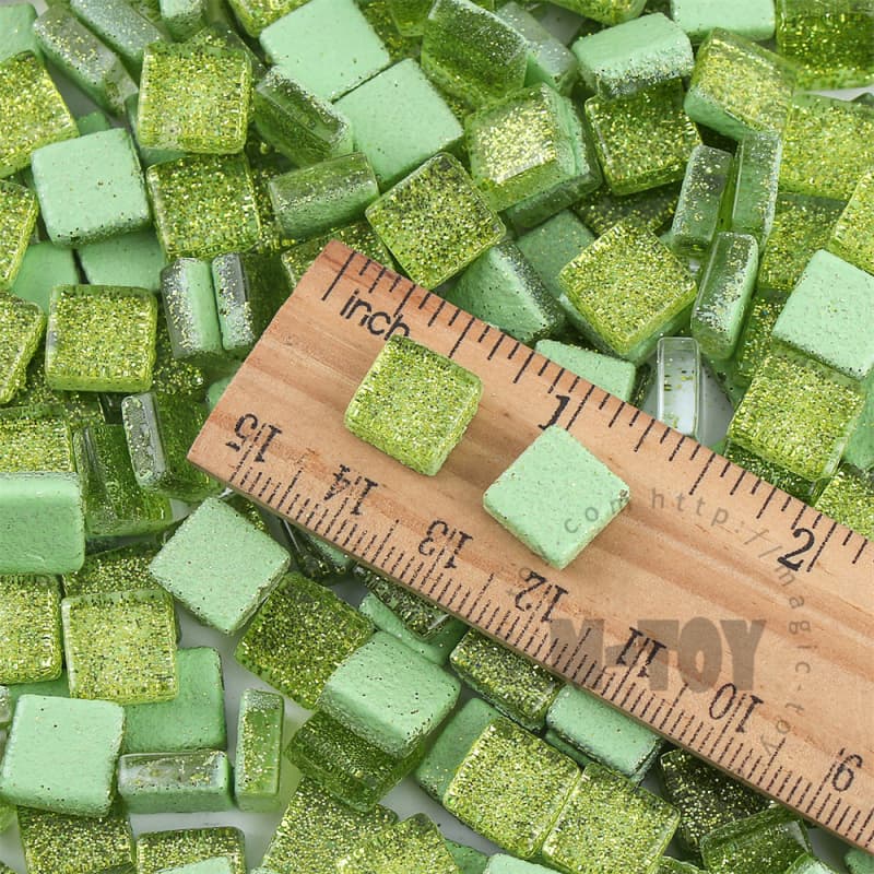 Grass Green Square Glitter Glass Mosaic 10-SPA604