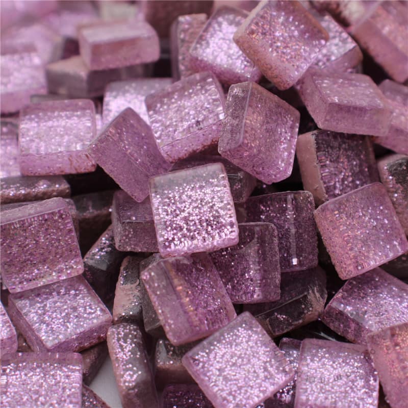 Pink Square Glitter Glass Mosaic 10-SPA500
