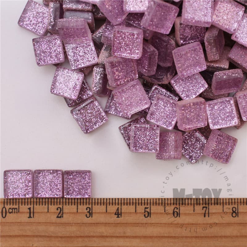 Pink Square Glitter Glass Mosaic 10-SPA500