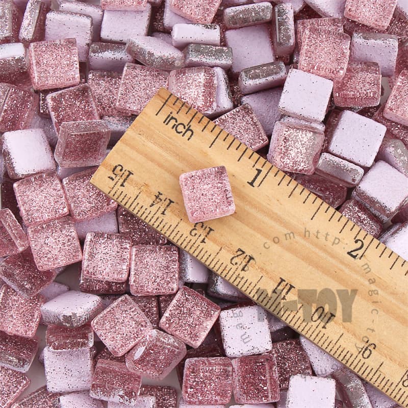 Pink Square Glitter Glass Mosaic 10-SPA400