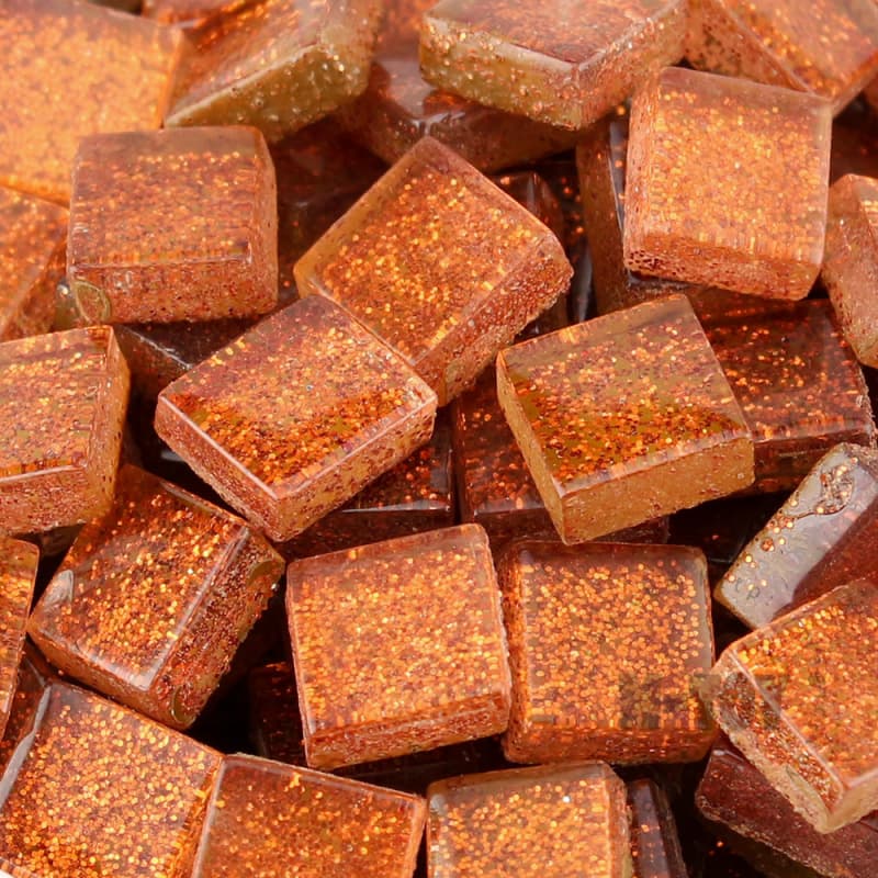 Brown Square Glitter Glass Mosaic 10-SPA304