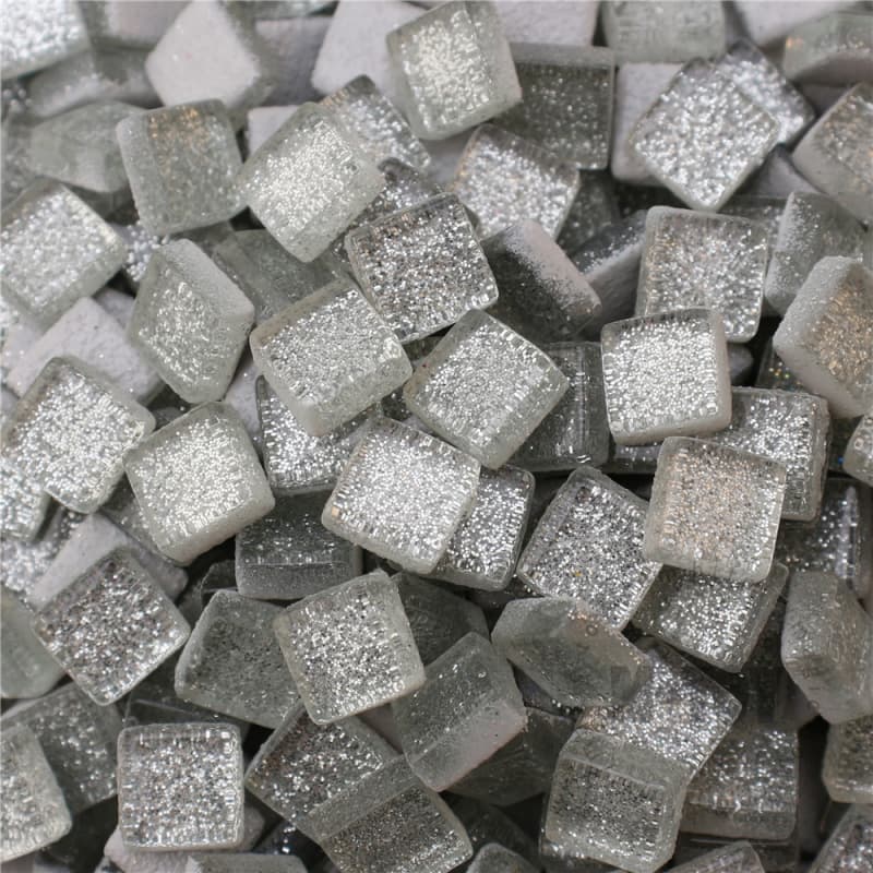 Silver Square Glitter Glass Mosaic 10-SPA103