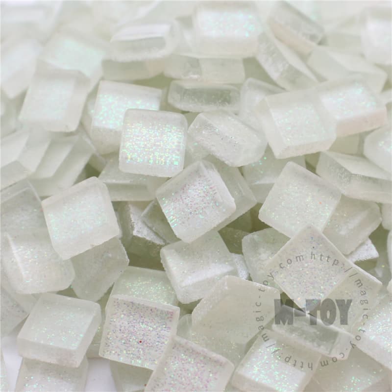 White Square Glitter Glass Mosaic 10-SPA100