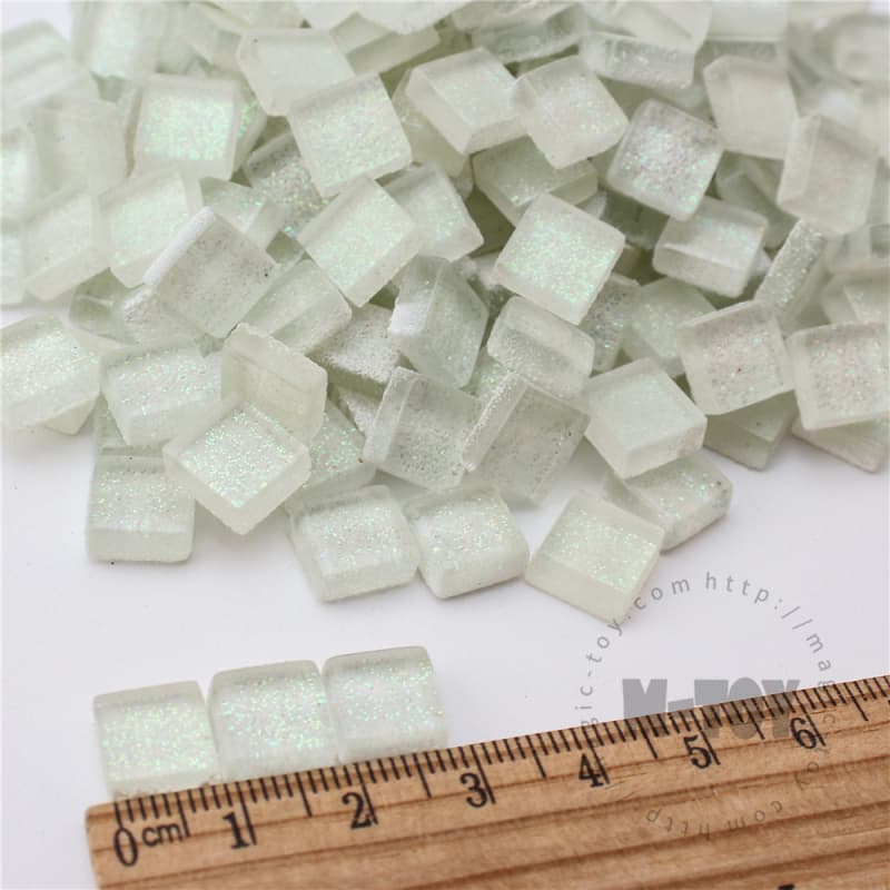 White Square Glitter Glass Mosaic 10-SPA100