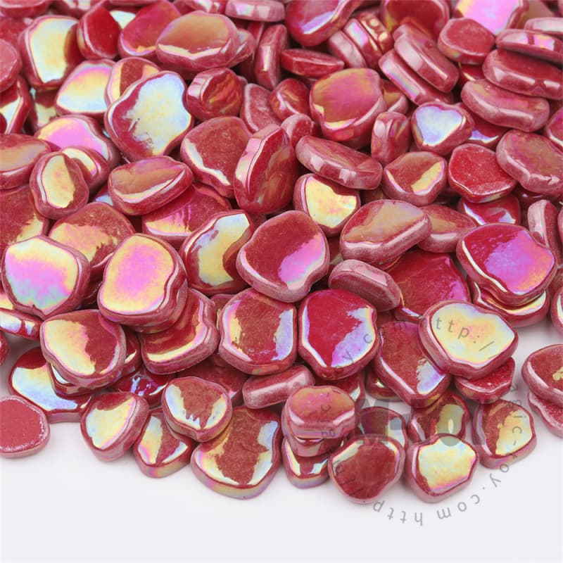 Iridescent Red Blossom Petals Glass Mosaic SMAI16