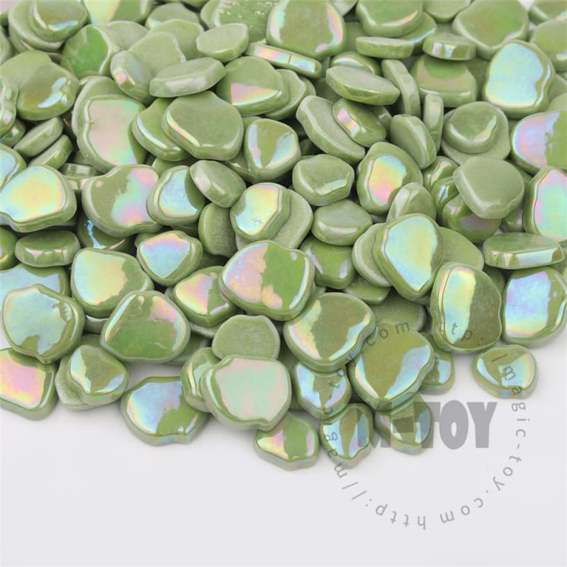 Iridescent Grass Green Blossom Petals Glass Mosaic SMAI47
