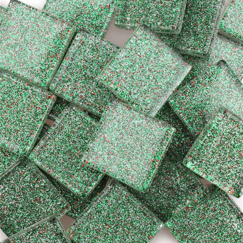 Green Square Glitter Glass Mosaic 20-SPA601