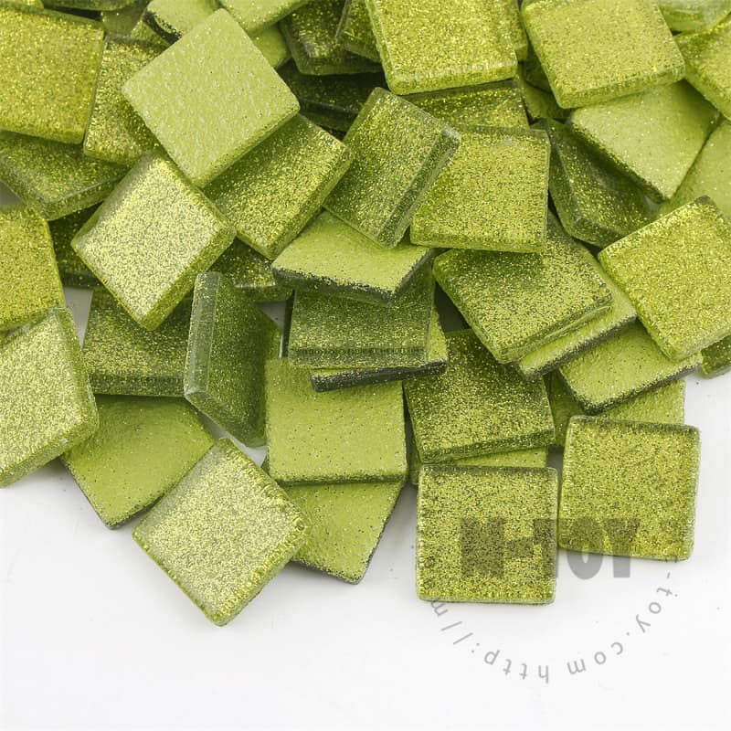 Green Square Glitter Glass Mosaic 20-SPA604