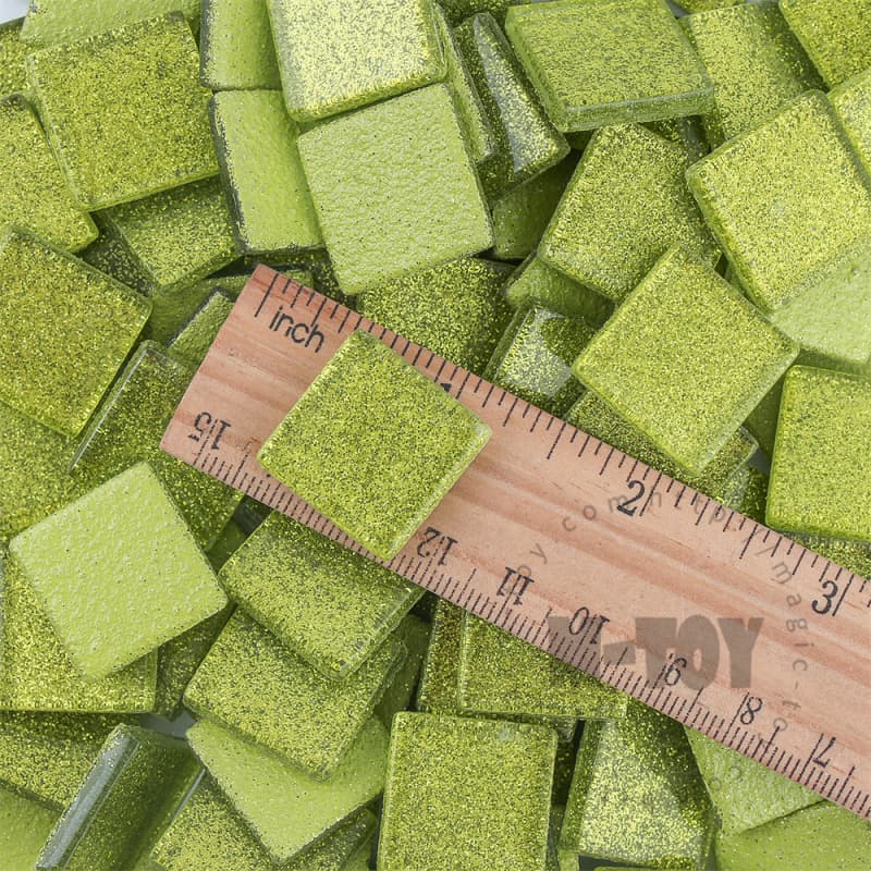 Green Square Glitter Glass Mosaic 20-SPA604