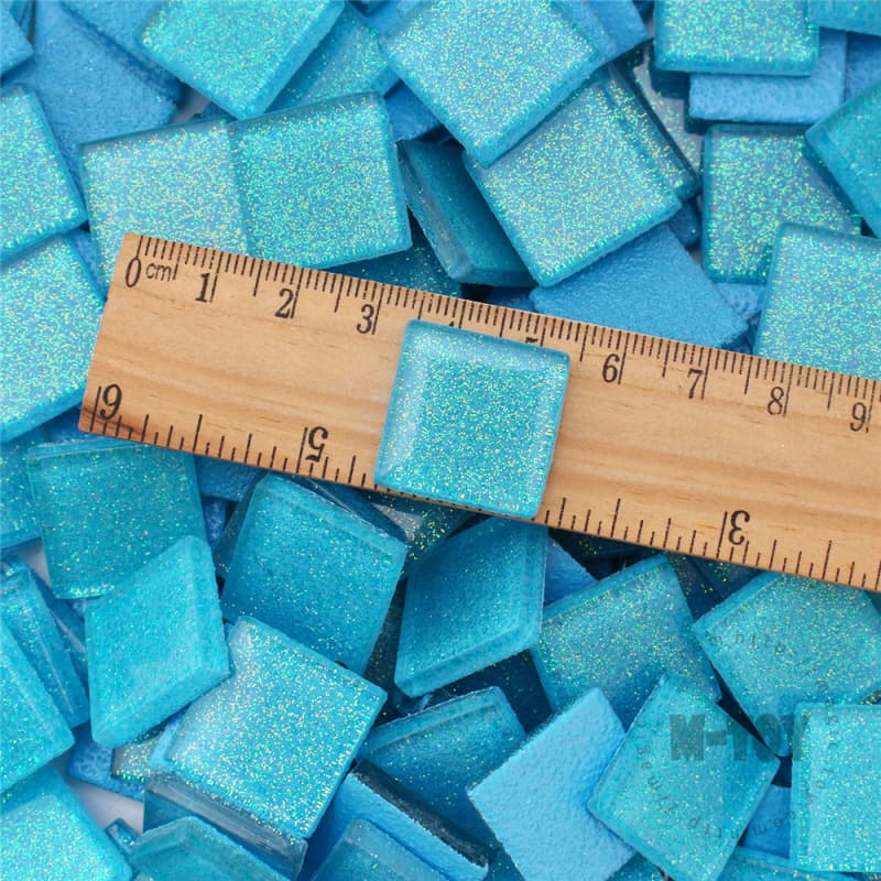 Blue Square Glitter Glass Mosaic 20-SPA705