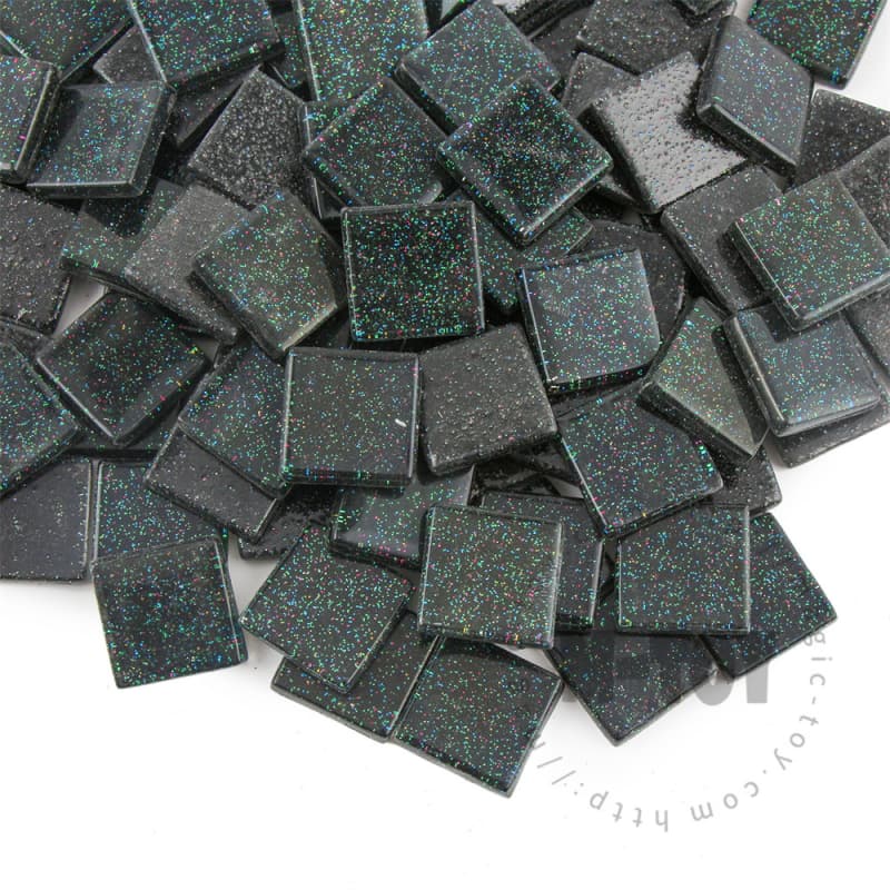 Black Square Glitter Glass Mosaic 20-SPA801