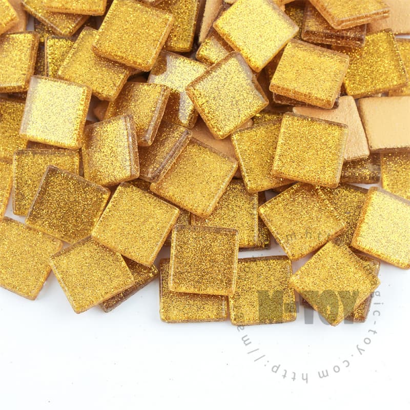 Yellow Gold Square Glitter Glass Mosaic 20-SPA905