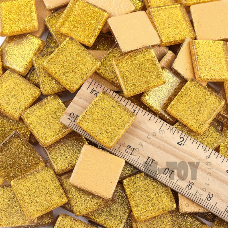 Yellow Gold Square Glitter Glass Mosaic 20-SPA905