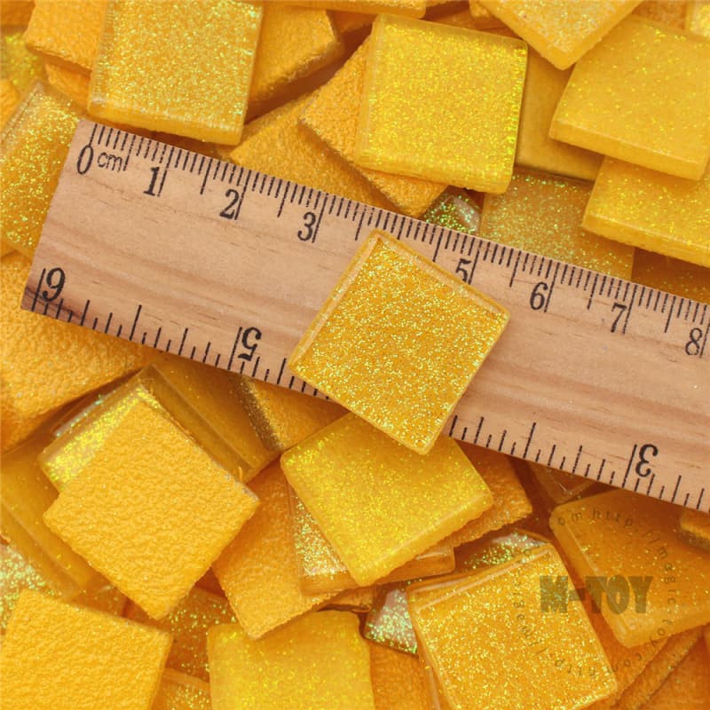 Yellow Square Glitter Glass Mosaic 20-SPA917