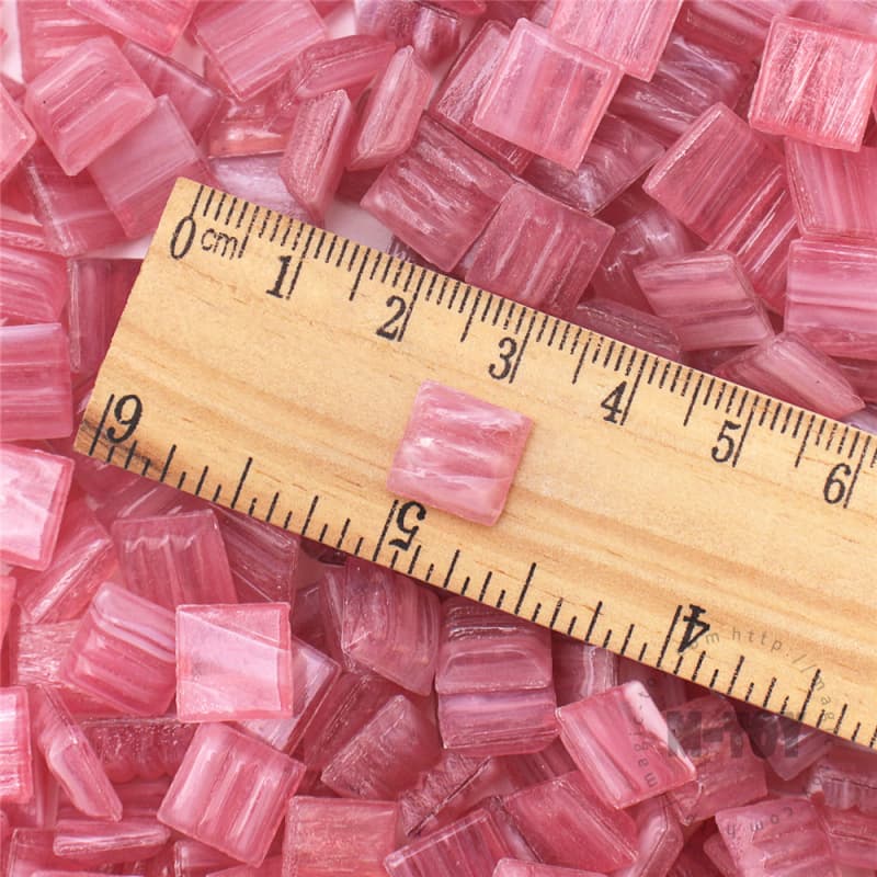 Pink Square Golden Line Hot-melting Glass Mosaic 10GST401