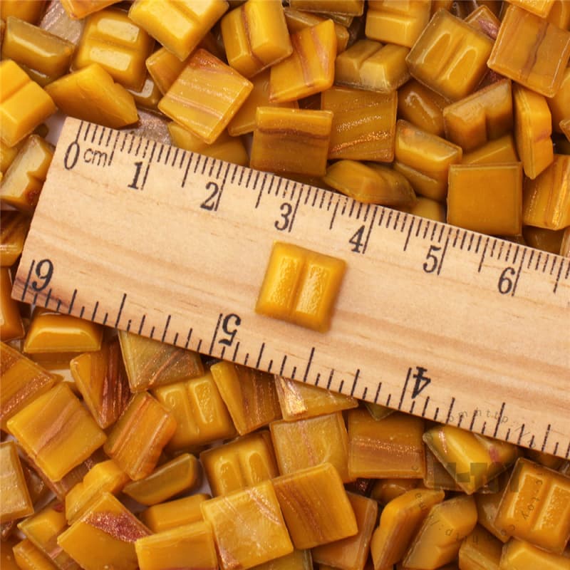 Yellow Square Golden Line Hot-melting Glass Mosaic 10GSG903
