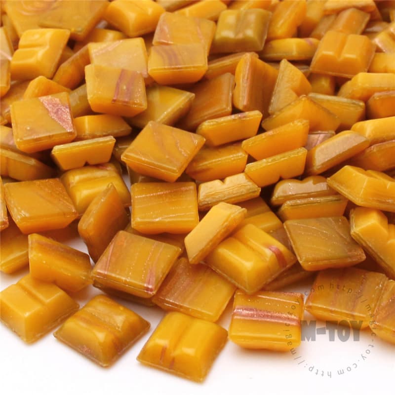 Yellow Square Golden Line Hot-melting Glass Mosaic 10GSG903