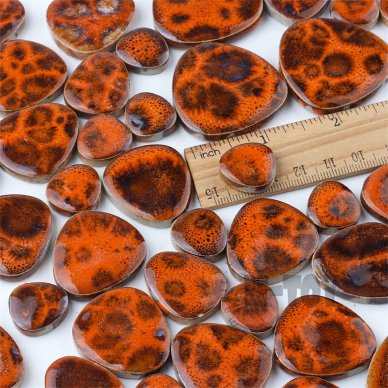Orange Pebble Shape Ceramic Mosaic CDD904
