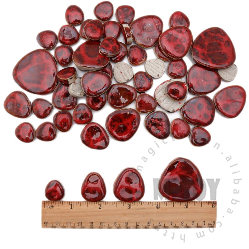 Red Pebble Shape Ceramic Mosaic CDD907