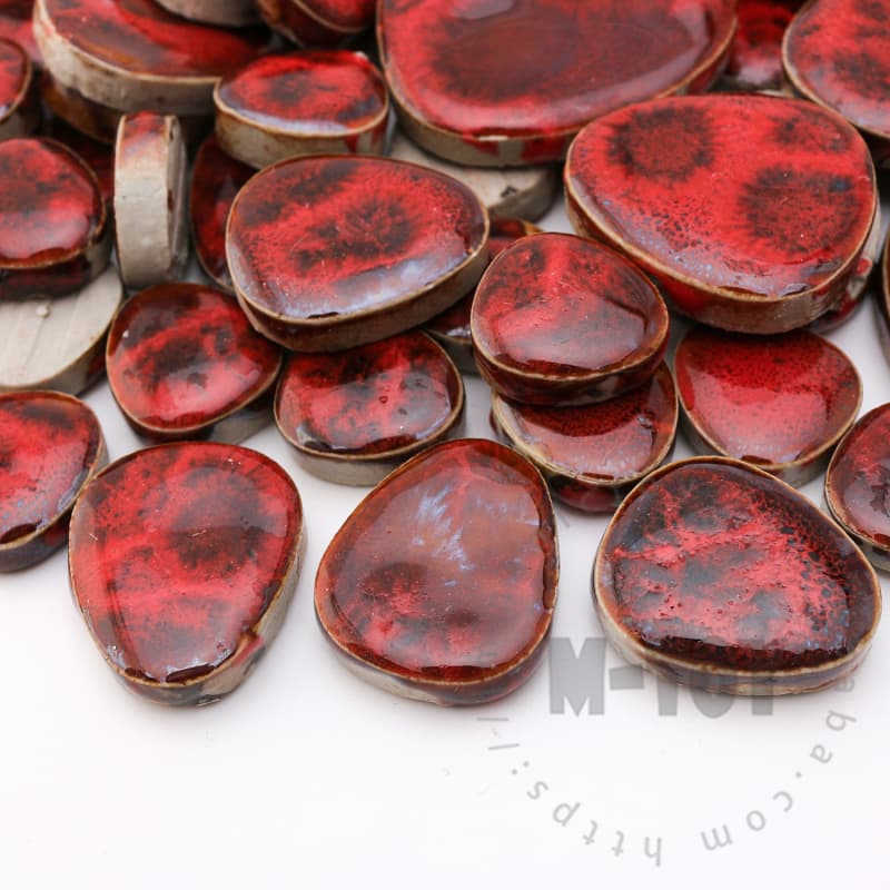 Red Pebble Shape Ceramic Mosaic CDD907