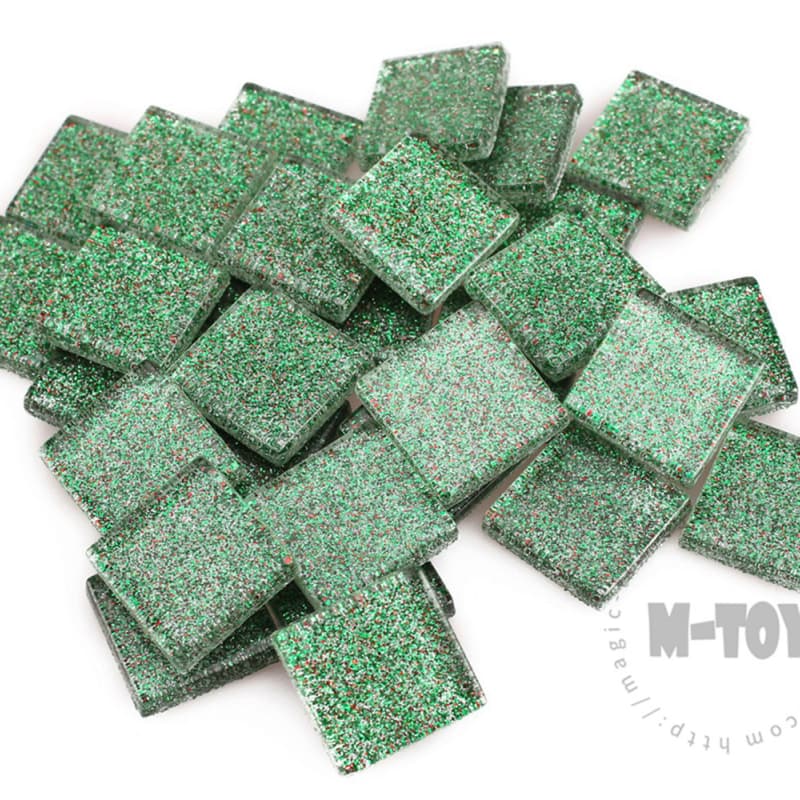 Green Square Glitter Glass Mosaic 20-SPA601
