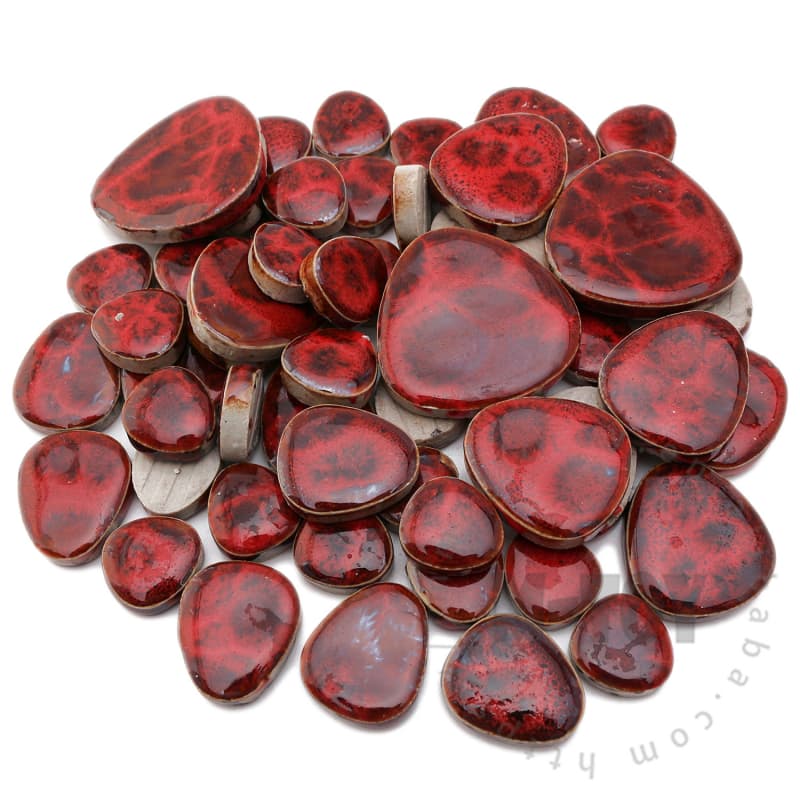 Red Pebble Shape Ceramic Mosaic CDD907