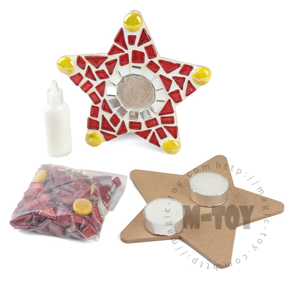 Red Star Shape Candle Holder Mosaic Kit MK05006