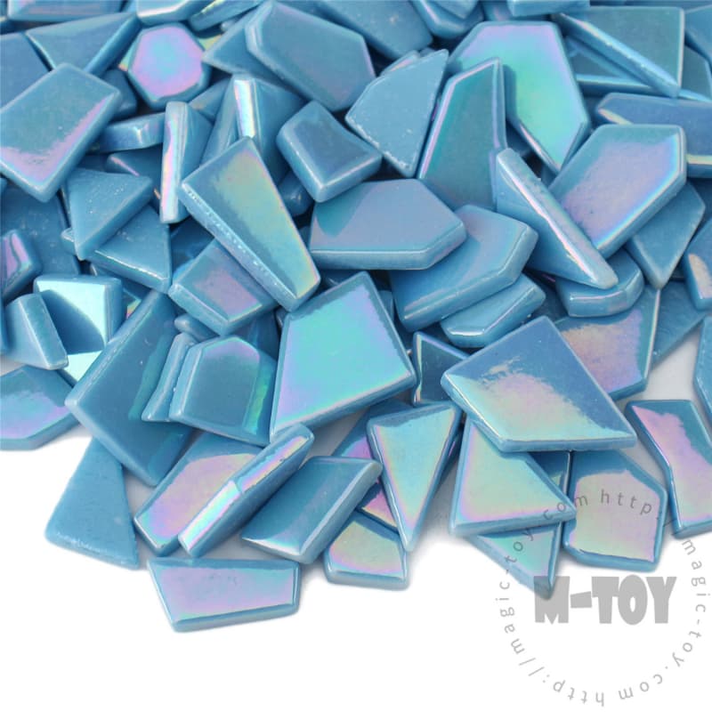 Iridescent Blue Irregular Shape Glass Mosaic IR-SSL08