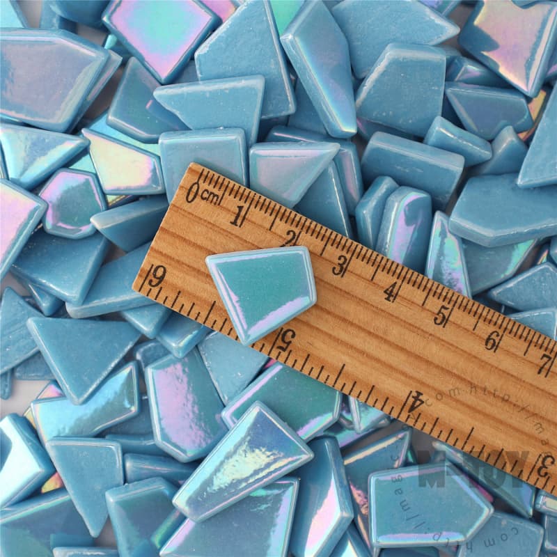 Iridescent Blue Irregular Shape Glass Mosaic IR-SSL08