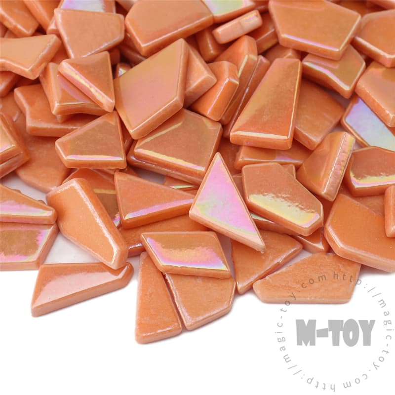 Iridescent Orange Irregular Shape Glass Mosaic IR-SSL18