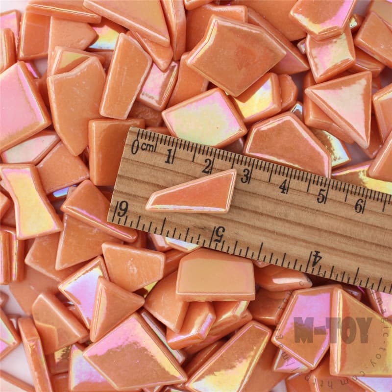 Iridescent Orange Irregular Shape Glass Mosaic IR-SSL18