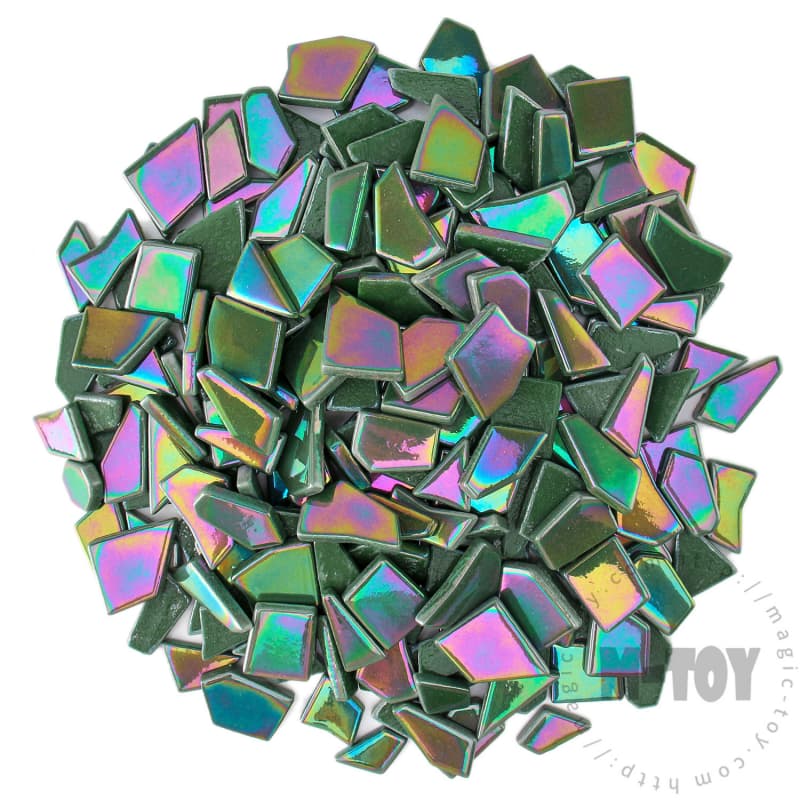 Iridescent Dark Green Irregular Shape Glass Mosaic IR-SSL44