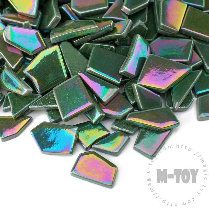 Iridescent Dark Green Irregular Shape Glass Mosaic IR-SSL44