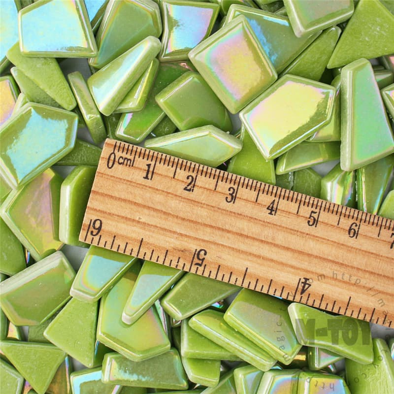 Iridescent Irregular Medium Green Shape Glass Mosaic IR-SSL47