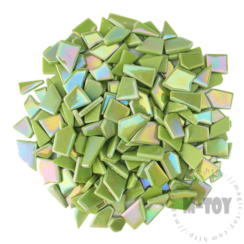 Iridescent Irregular Medium Green Shape Glass Mosaic IR-SSL47