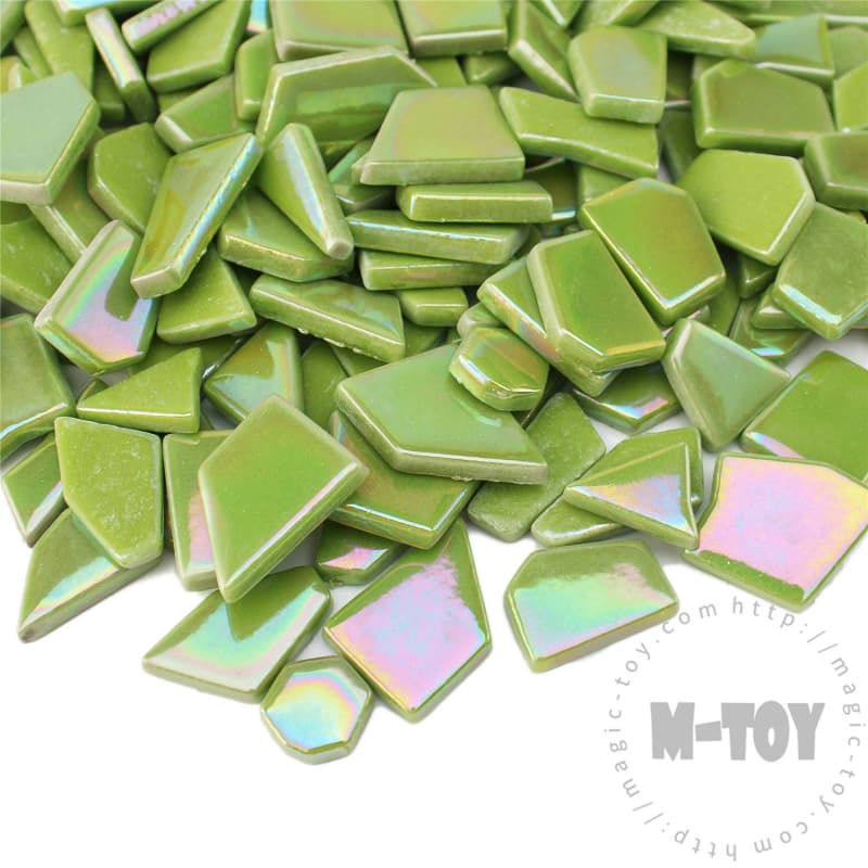 Iridescent Irregular Medium Green Shape Glass Mosaic IR-SSL47