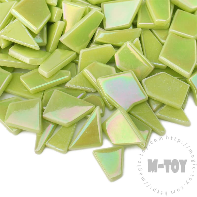 Iridescent Yellow-Green Irregular Shape Glass Mosaic IR-SSL48