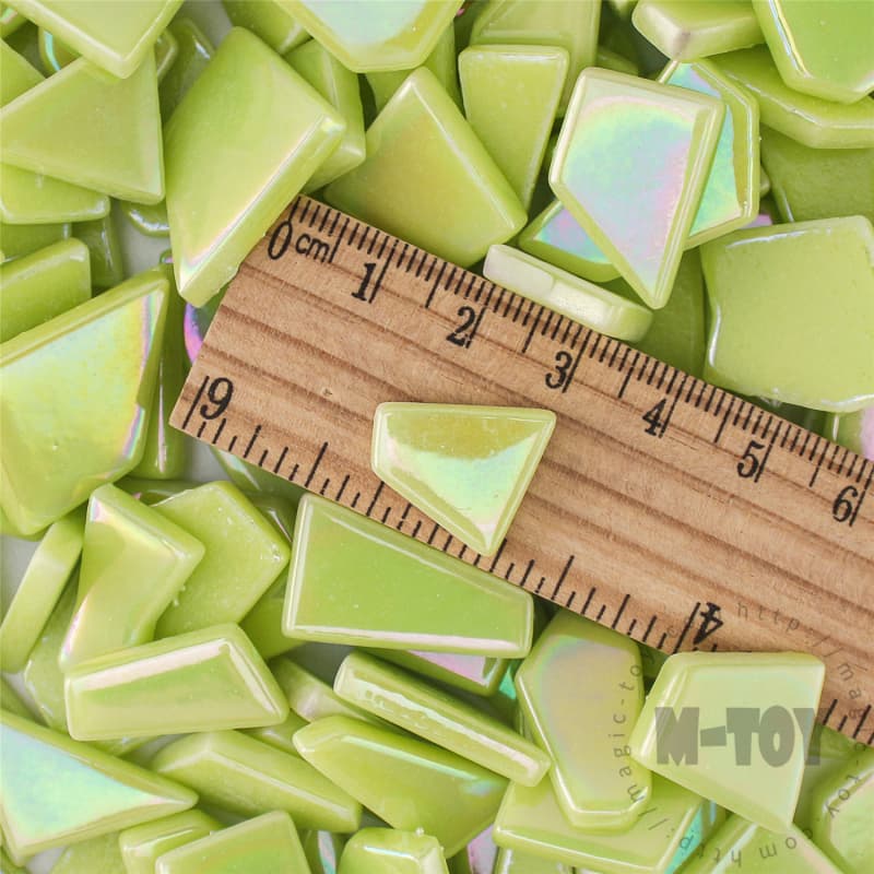 Iridescent Yellow-Green Irregular Shape Glass Mosaic IR-SSL48