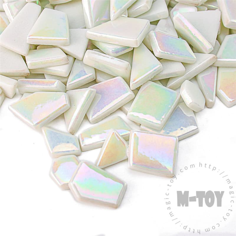 Iridescent White Irregular Shape Glass Mosaic IR-SSL100
