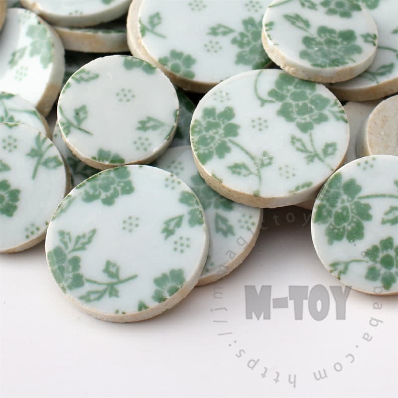 Light Green Round Shape Ceramic Mosaic CRQ606