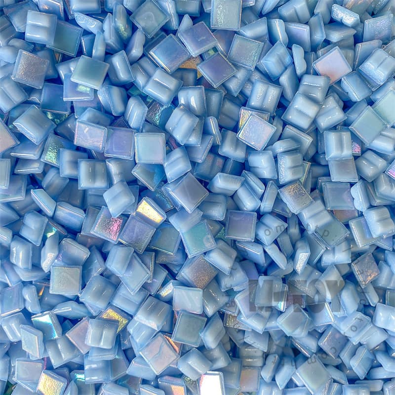 Iridescent Blue Square Hot-melting Glass Mosaic 10PSI704
