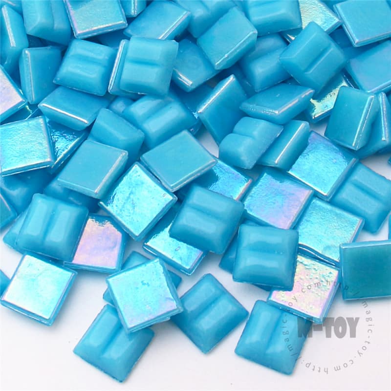 Iridescent Blue Square Hot-melting Glass Mosaic 10PSI705