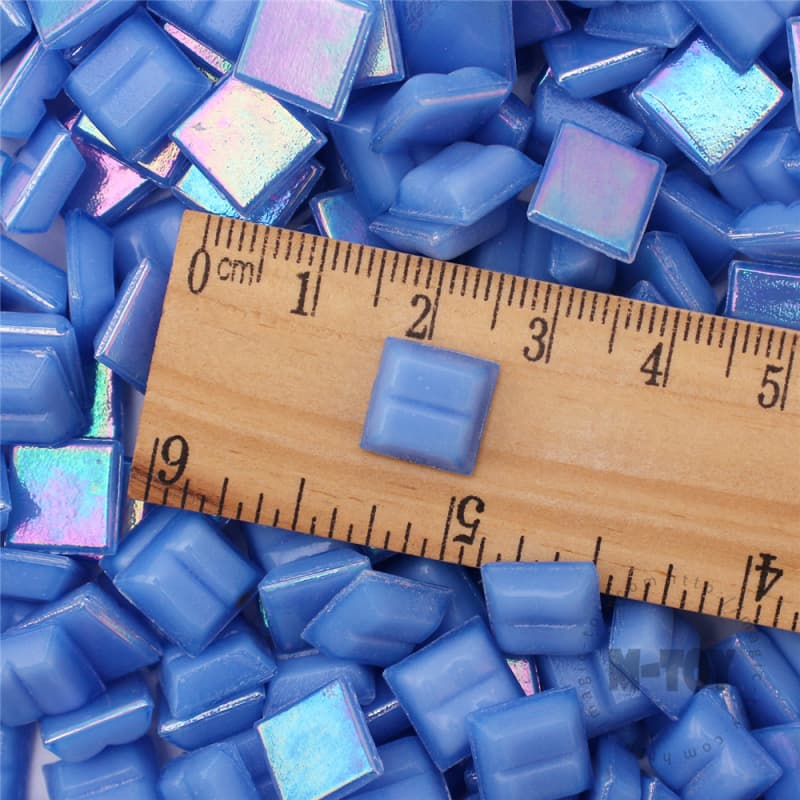 Iridescent Blue Square Hot-melting Glass Mosaic 10PSI707