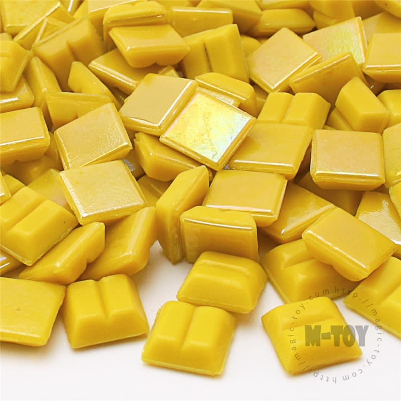 Yellow Square Iridized Hot-melting Glass Mosaic 10PSI901