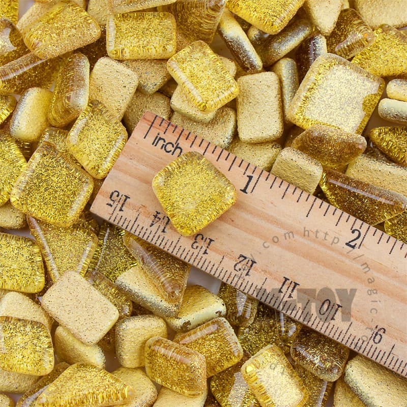 Yellow Gold Irregular Shape Glitter Glass Mosaic IR-SPA905