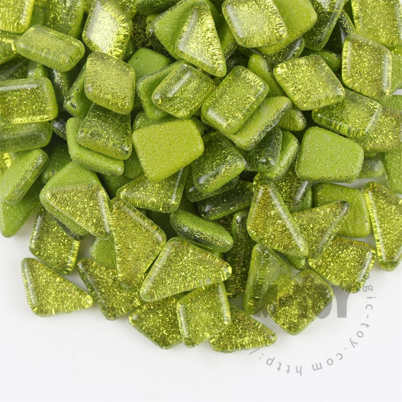 Green Irregular Shape Glitter Glass Mosaic IR-SPA604