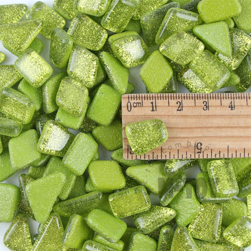 Green Irregular Shape Glitter Glass Mosaic IR-SPA604