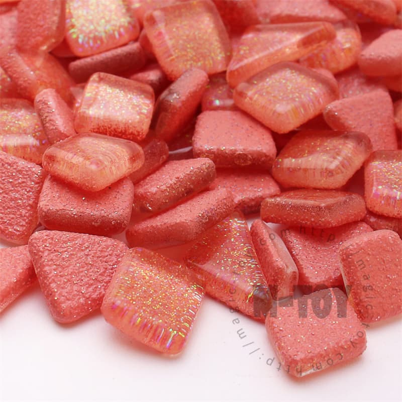 Orange Irregular Shape Glitter Glass Mosaic IR-SPA401